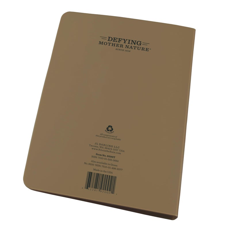 Rite In The Rain Weatherproof 1/2" Ring Binder, 5.625" x 7.875", Tan Binder (No. 9200T) - Image 3